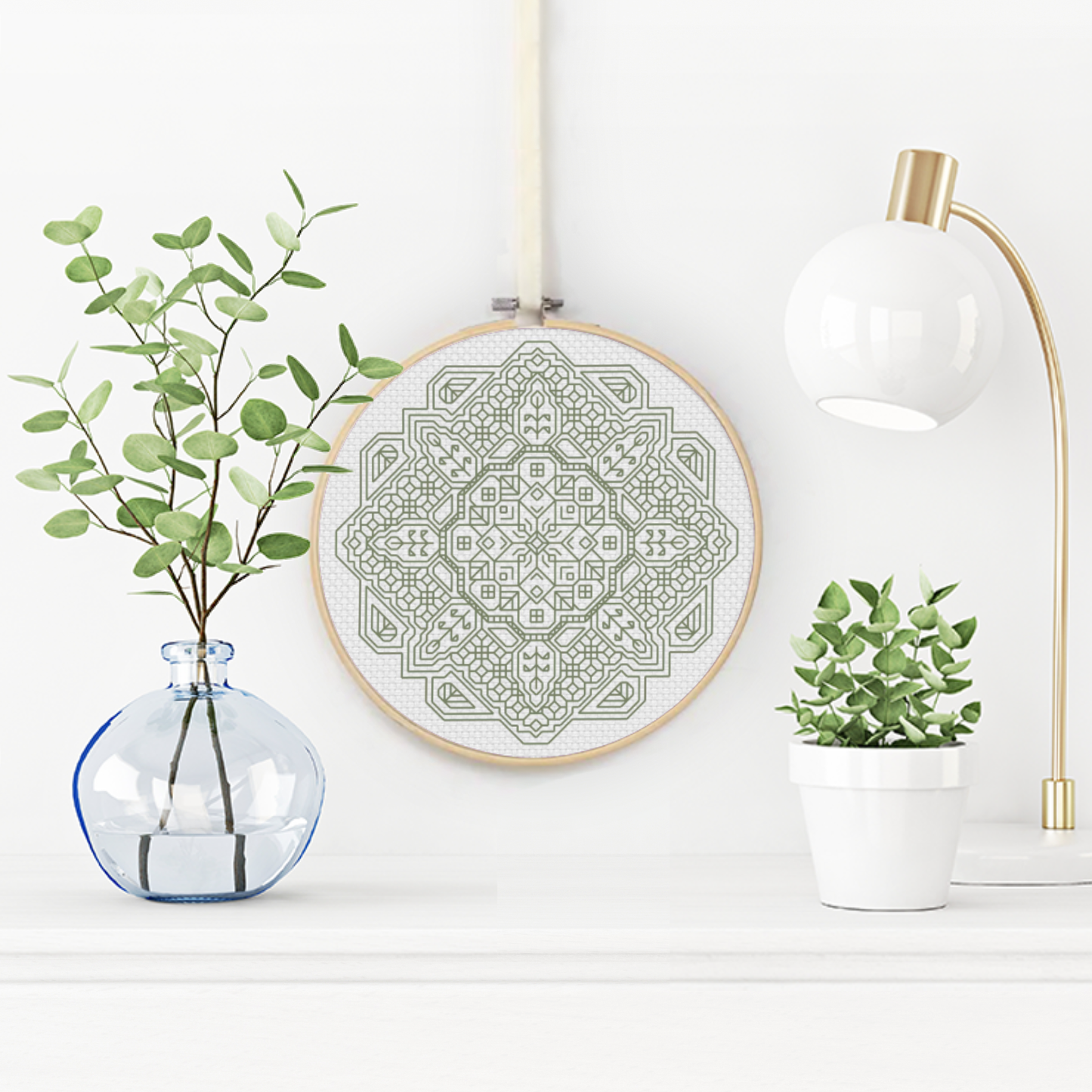 Mandala in Fern Green Blackwork Pattern by Peppermint Purple