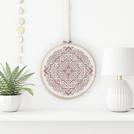 Mandala in Rosewood Blackwork Pattern by Peppermint Purple
