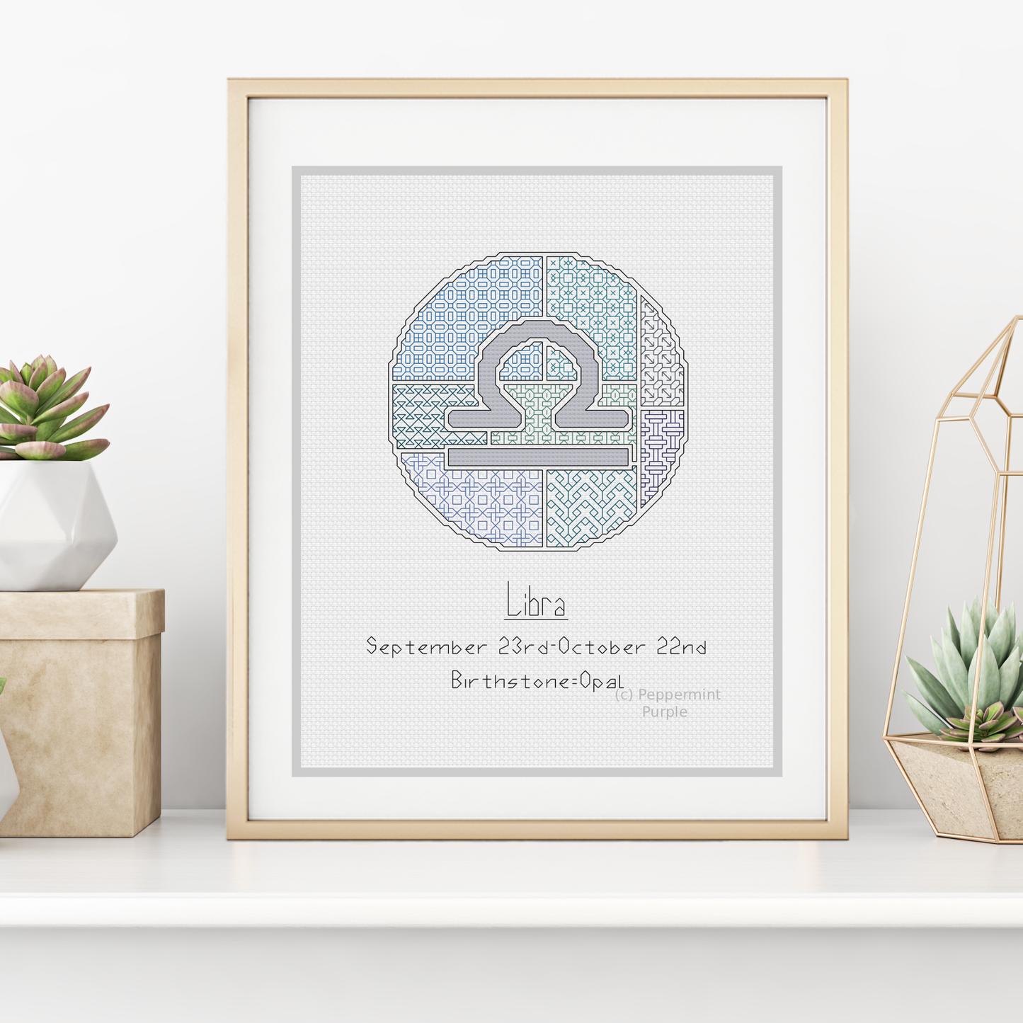Libra Blackwork Blackwork Pattern by Peppermint Purple