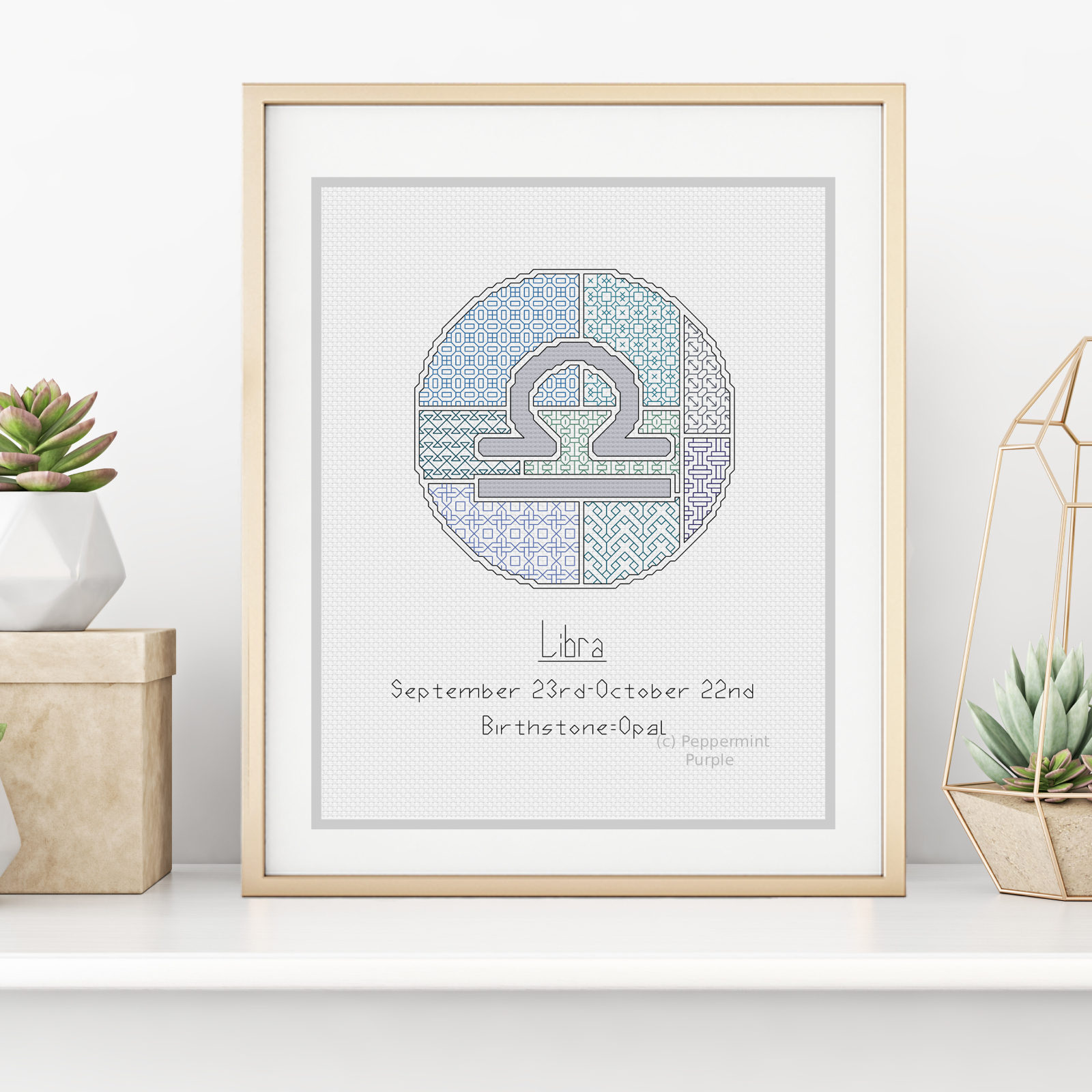 Libra Blackwork Blackwork Pattern by Peppermint Purple