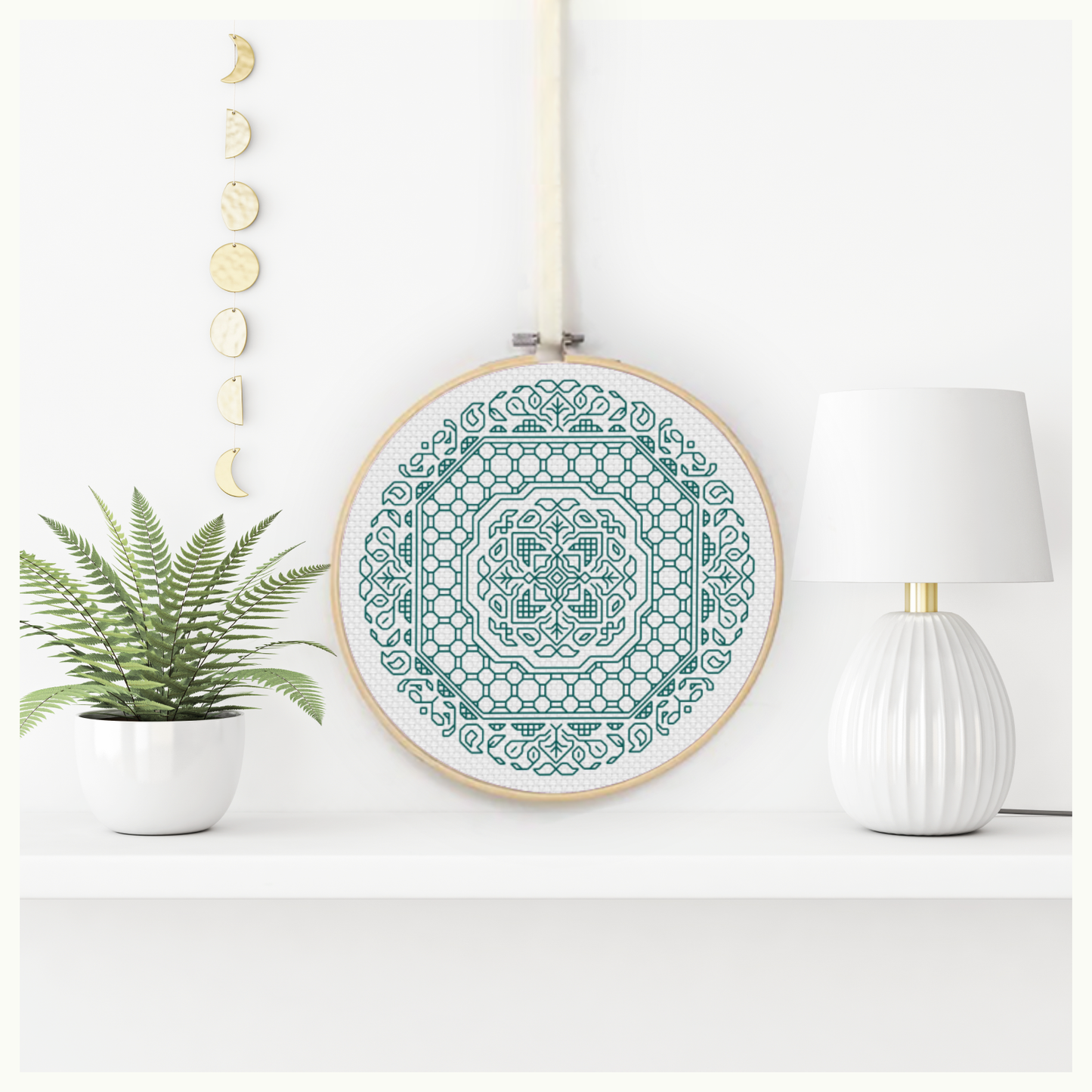 Mandala in Teal Blackwork Pattern by Peppermint Purple