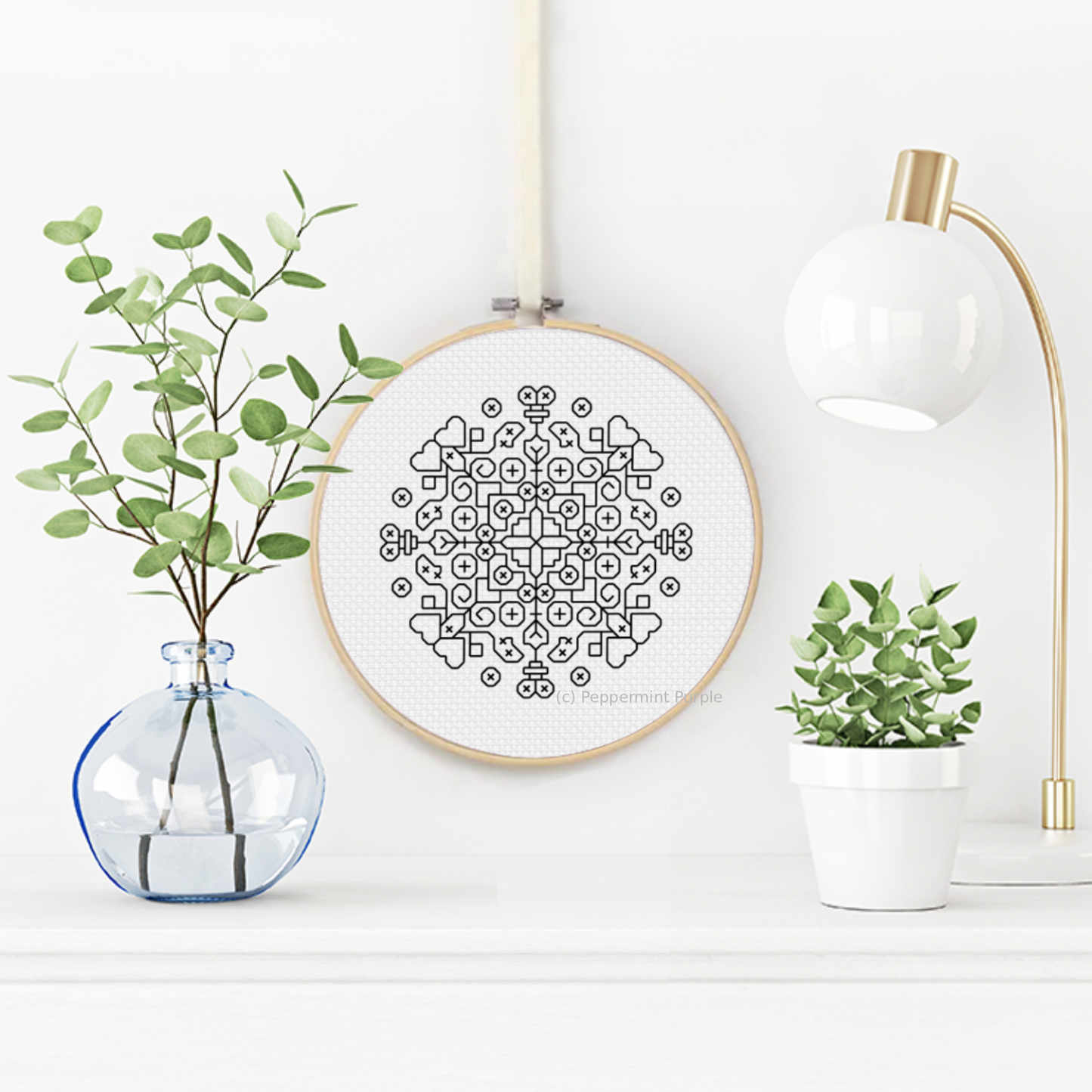 Blackwork Mandala Chart Blackwork Pattern by Peppermint Purple