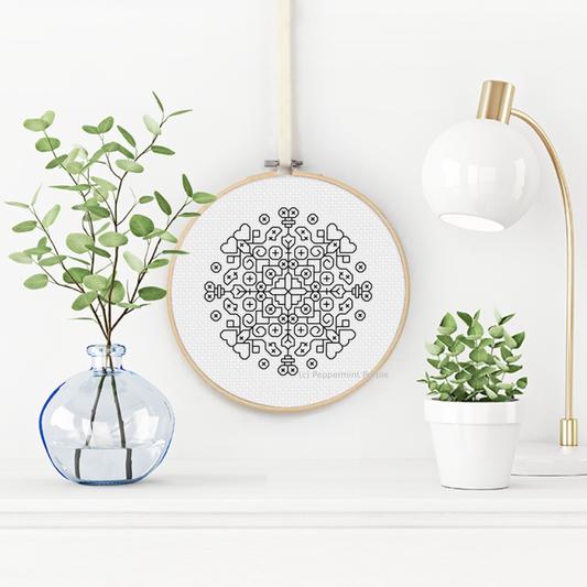Blackwork Mandala Chart Blackwork Pattern by Peppermint Purple