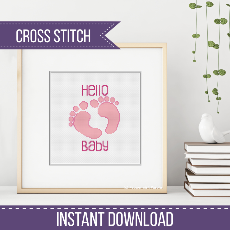 Baby Girl Cross Stitch Pattern by Peppermint Purple