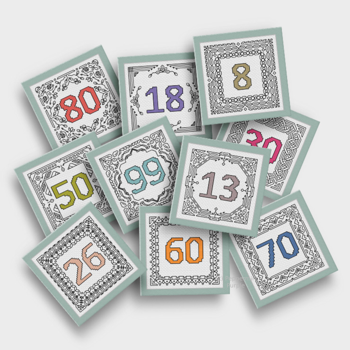 Milestone Card Set Blackwork Pattern by Peppermint Purple