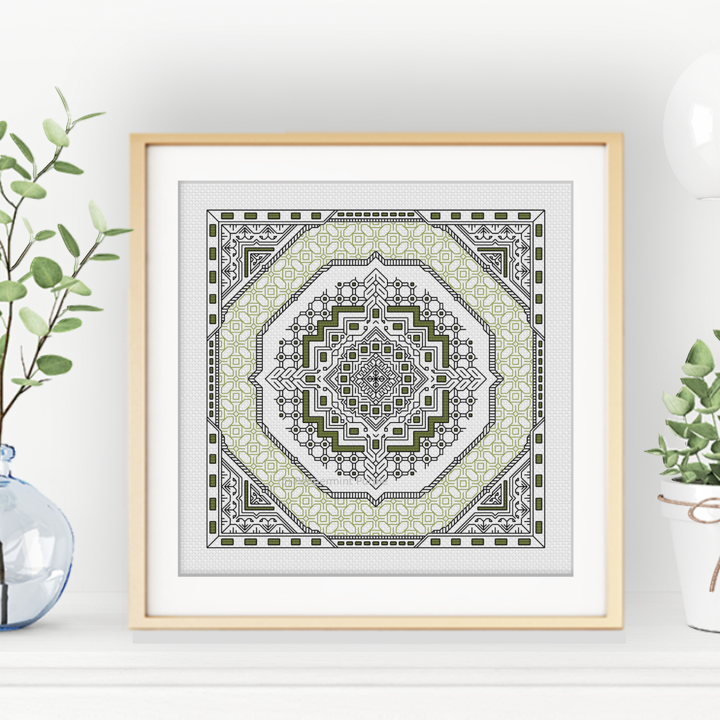 Hints of Avocado Blackwork Pattern by Peppermint Purple