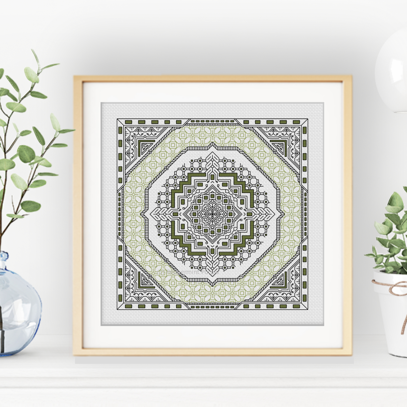 Hints of Avocado Blackwork Pattern by Peppermint Purple