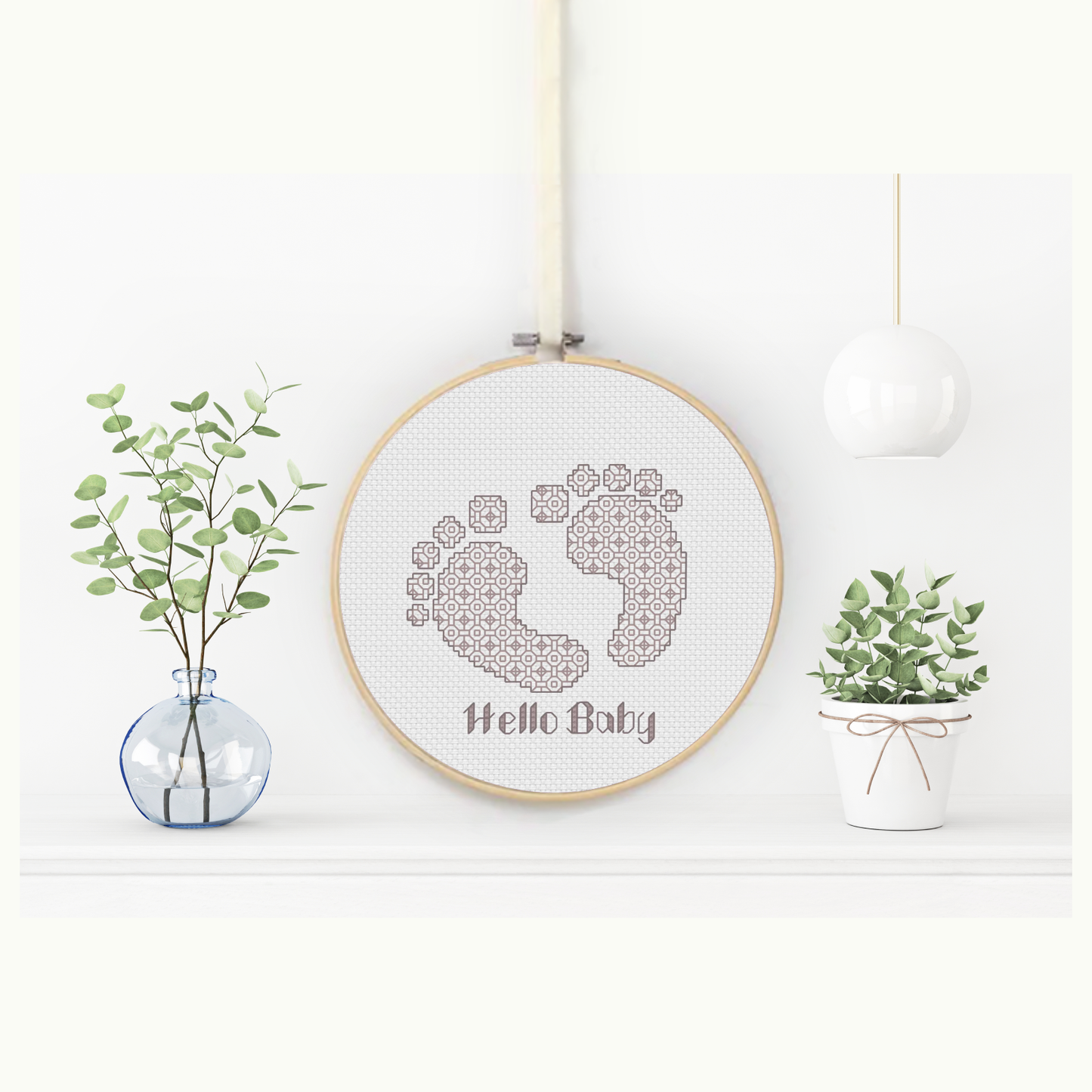 Hello Baby Blackwork Pattern by Peppermint Purple