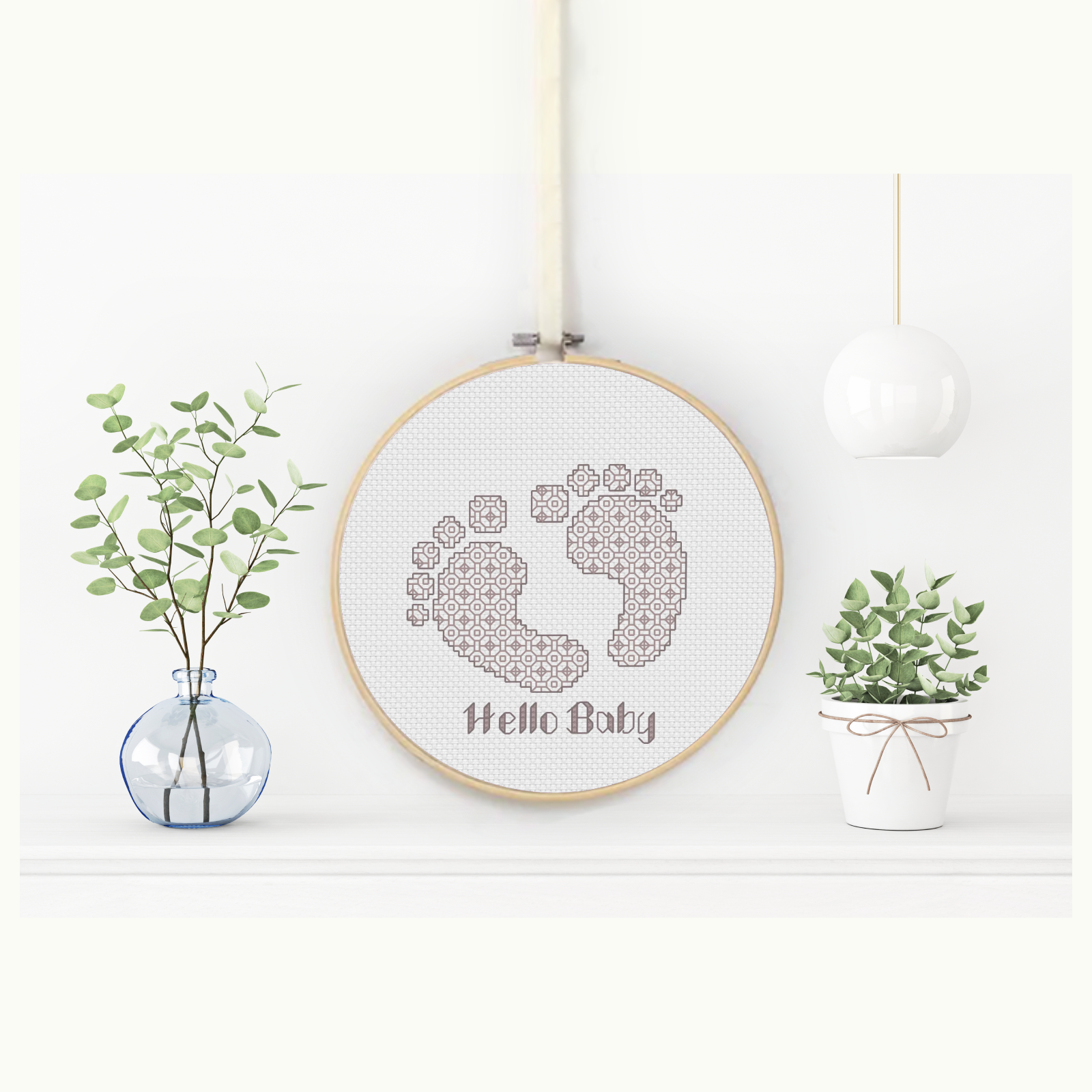 Hello Baby Blackwork Pattern by Peppermint Purple