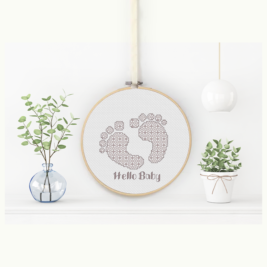 Hello Baby Blackwork Pattern by Peppermint Purple
