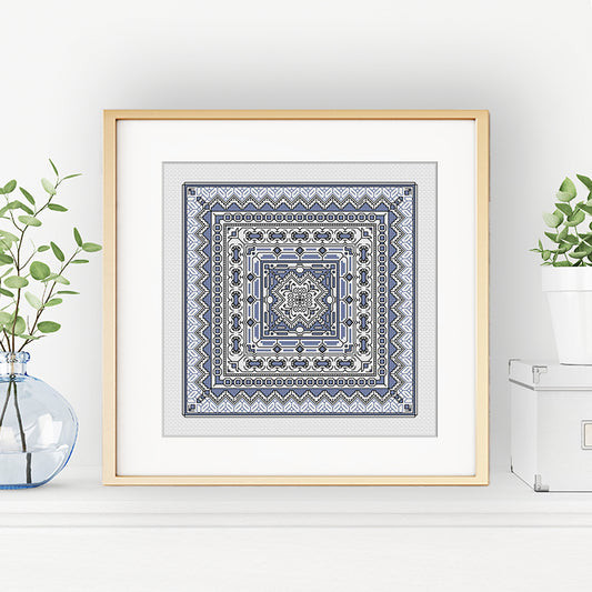 Hints of Grey Blue Blackwork Pattern by Peppermint Purple