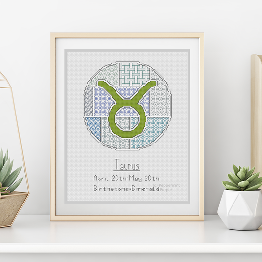 Taurus Blackwork Blackwork Pattern by Peppermint Purple