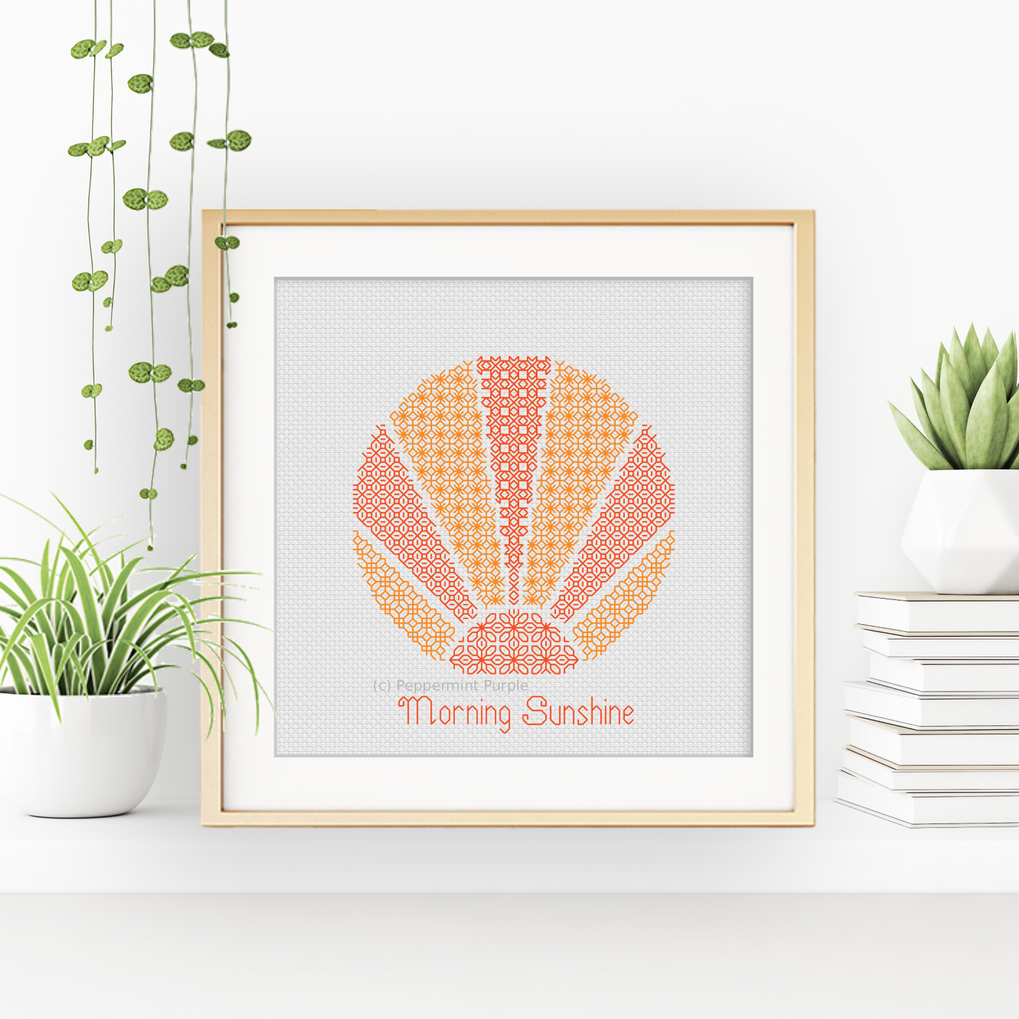 Morning Sunshine - Sunrise Blackwork Pattern by Peppermint Purple
