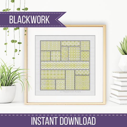 Relax in Moss Green Blackwork Pattern by Peppermint Purple