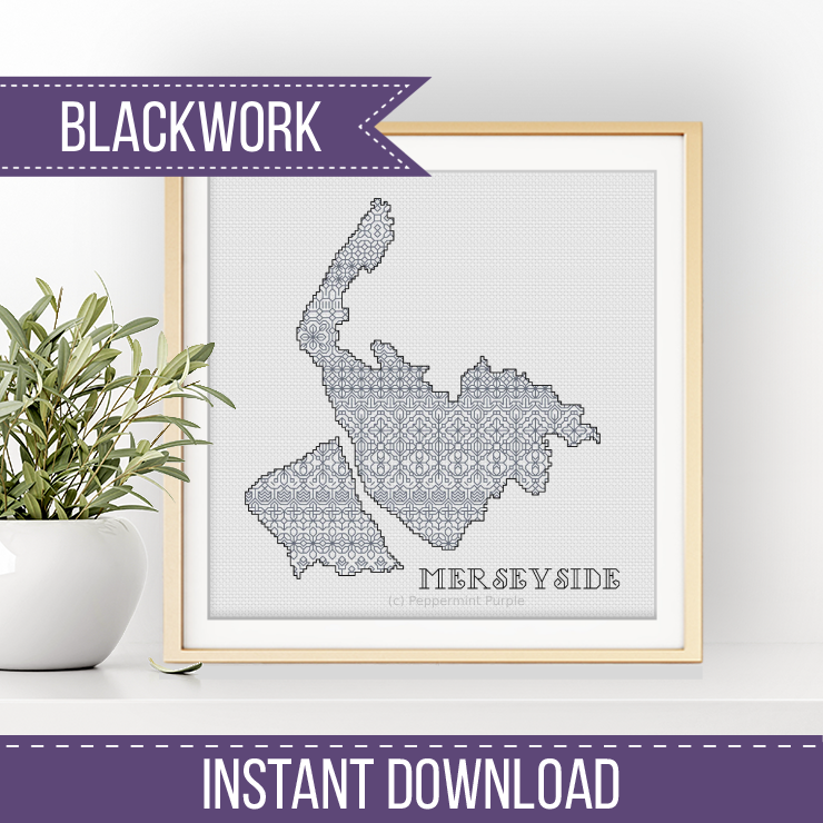 Merseyside Blackwork Pattern Blackwork Pattern by Peppermint Purple