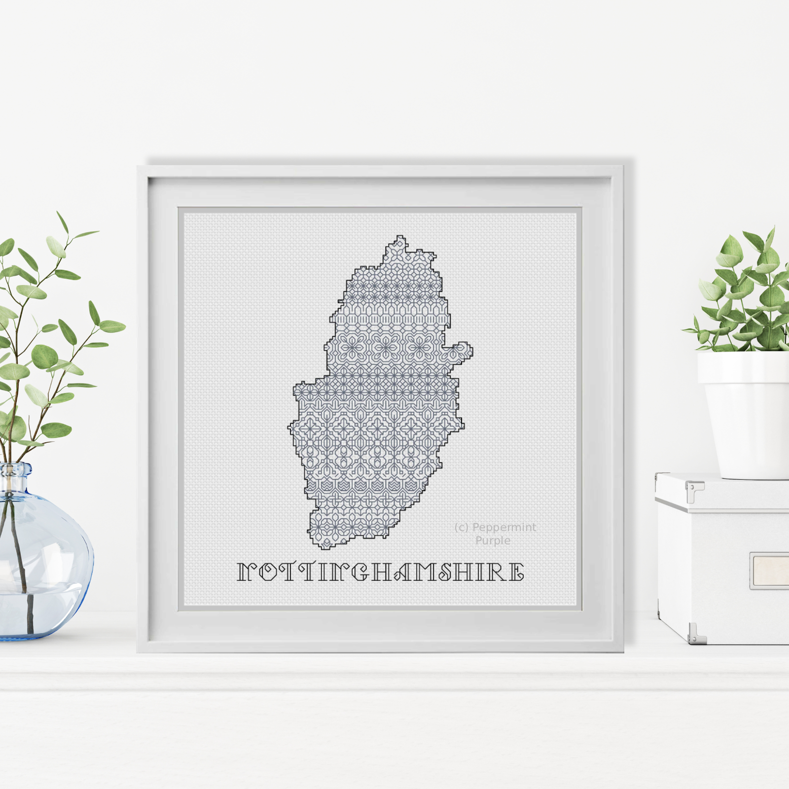 Nottinghamshire Blackwork Pattern Blackwork Pattern by Peppermint Purple
