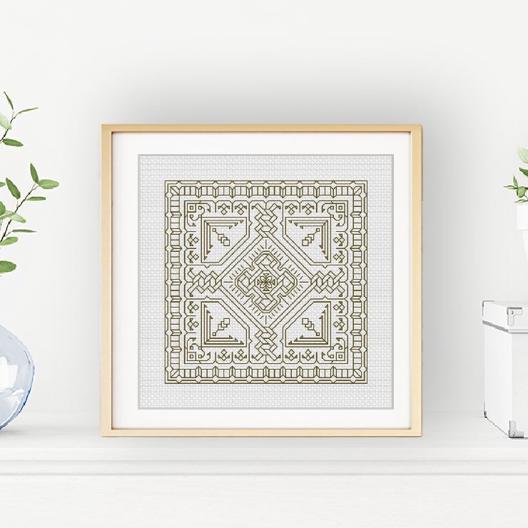Mini Study In Olive Green Blackwork Pattern by Peppermint Purple