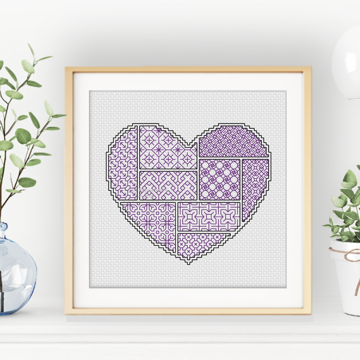 Blackwork Starter Kit - Heart Blackwork Kit by Peppermint Purple
