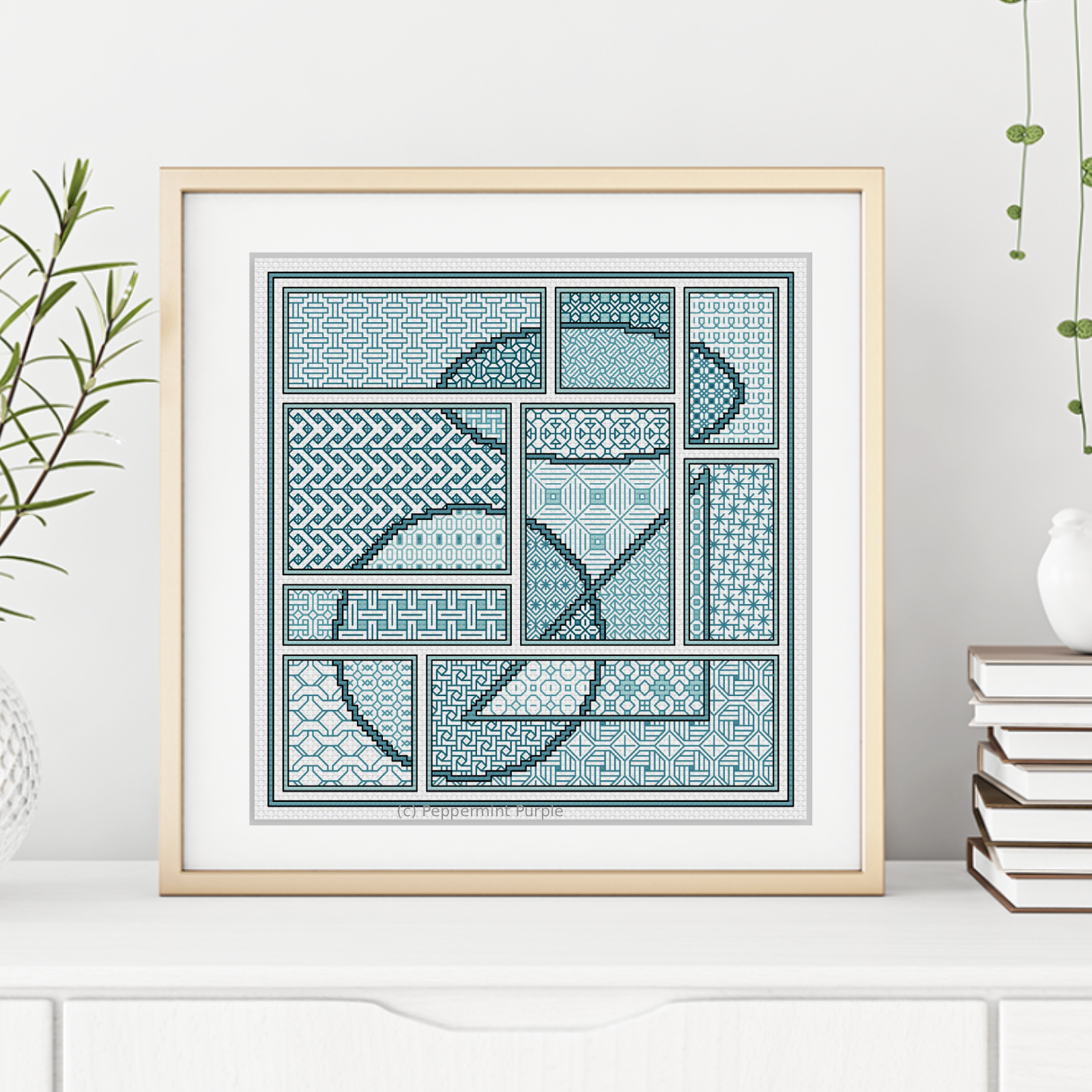The Turquoise Edit Blackwork Pattern by Peppermint Purple