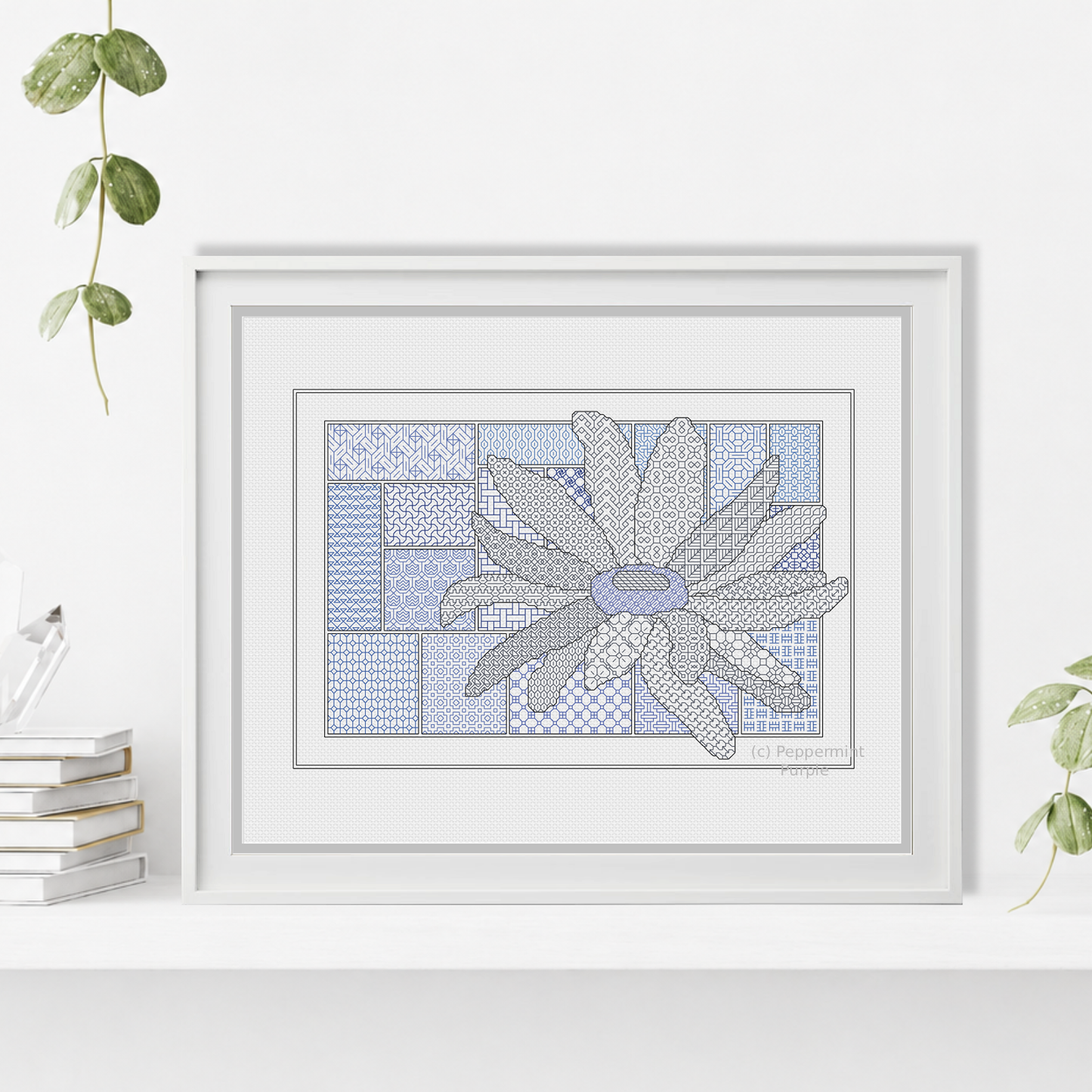 Blackwork Sunflower Blackwork Pattern by Peppermint Purple