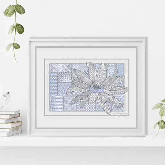 Blackwork Sunflower Blackwork Pattern by Peppermint Purple