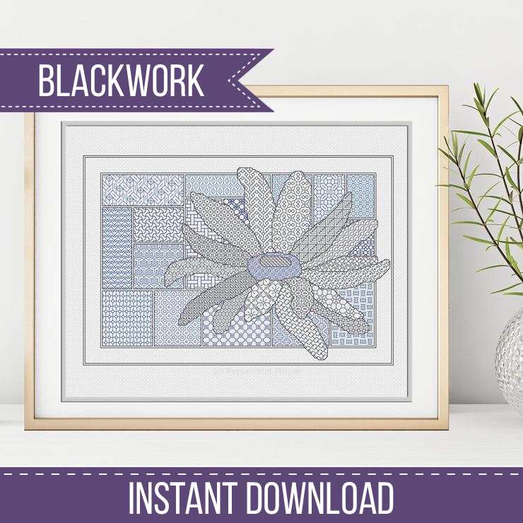 Blackwork Sunflower Blackwork Pattern by Peppermint Purple