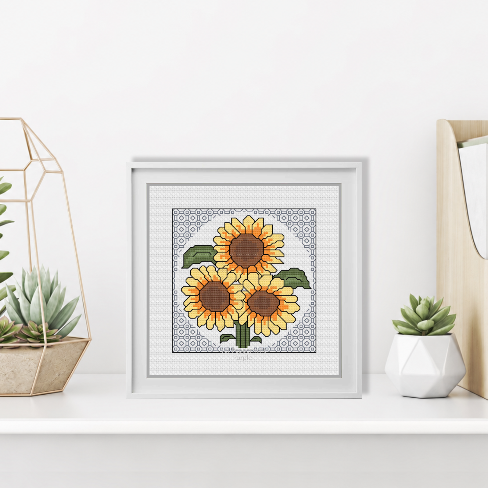 Centre Stage - Sunflower Blackwork Pattern by Peppermint Purple