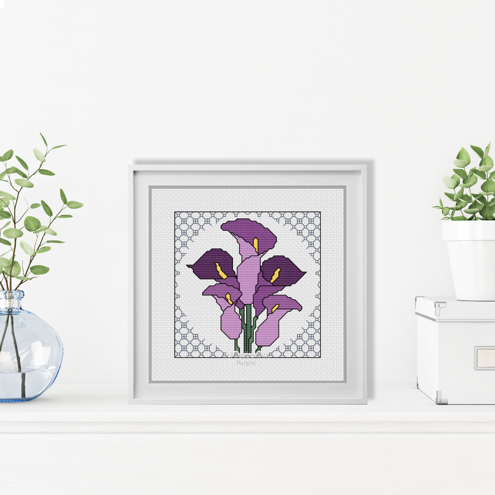 Centre Stage - Calla Lily Blackwork Pattern by Peppermint Purple