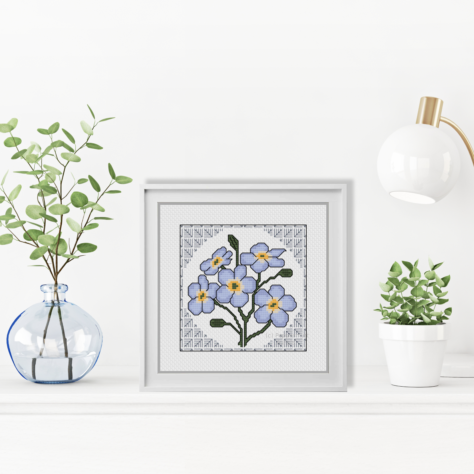 Centre Stage - Forget-Me-Not Blackwork Pattern by Peppermint Purple