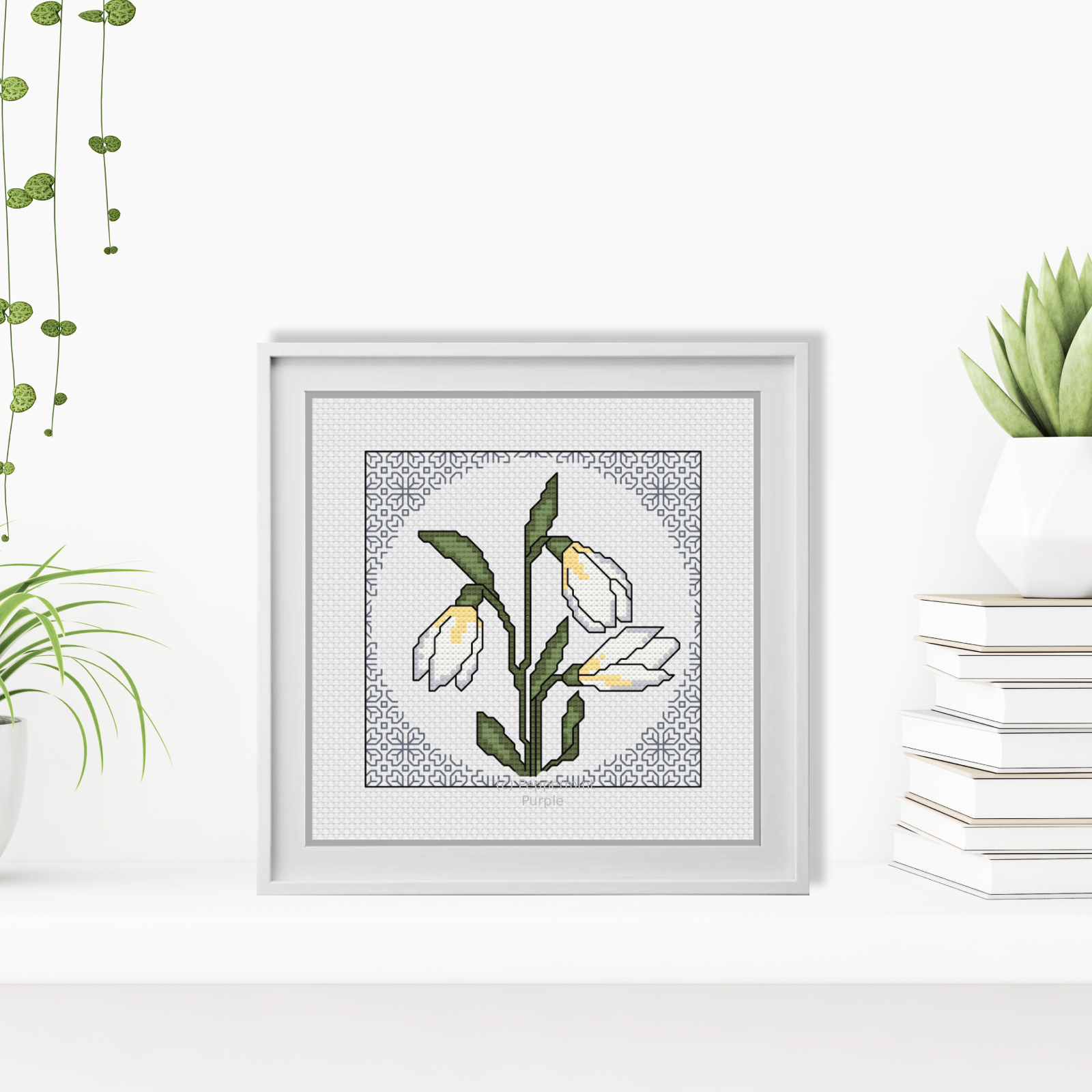 Centre Stage - Snowdrops Blackwork Pattern by Peppermint Purple