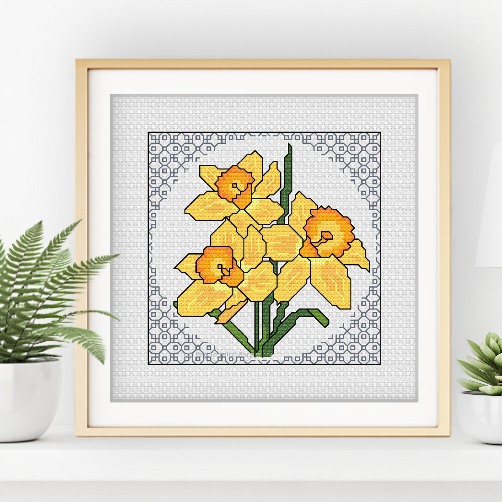Centre Stage - Daffodils Blackwork Pattern by Peppermint Purple