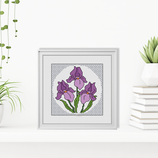 Centre Stage - Iris Blackwork Pattern by Peppermint Purple