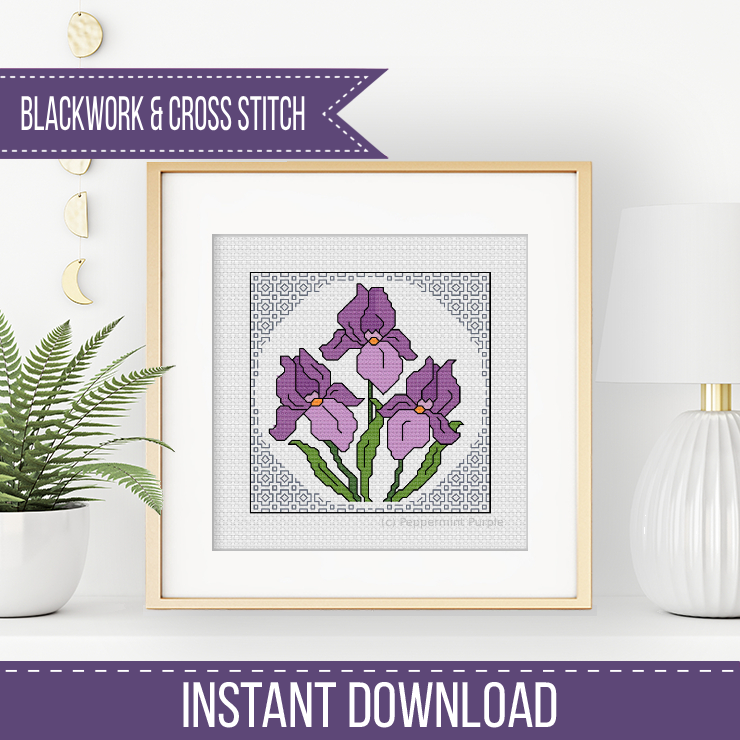 Centre Stage - Iris Blackwork Pattern by Peppermint Purple