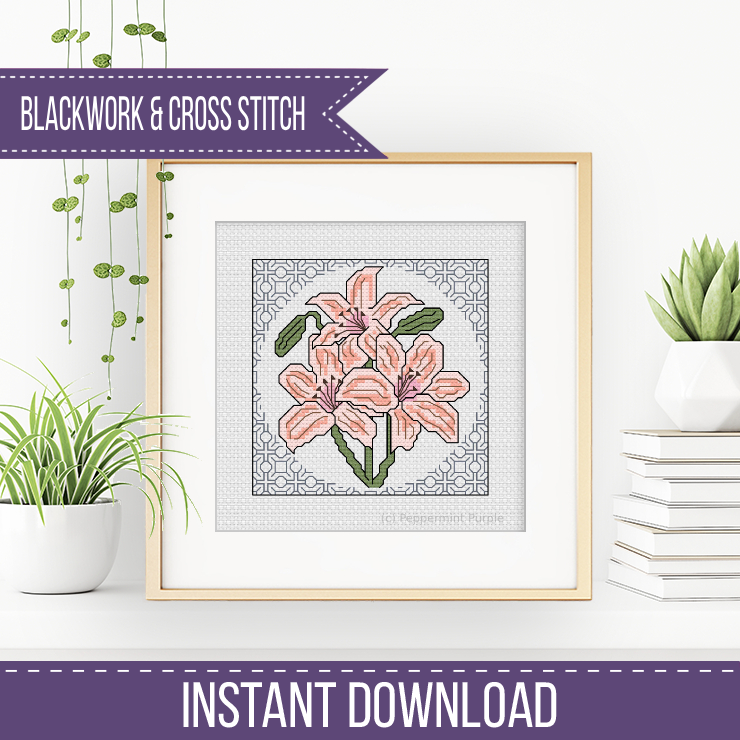 Centre Stage - Lily Blackwork Pattern by Peppermint Purple