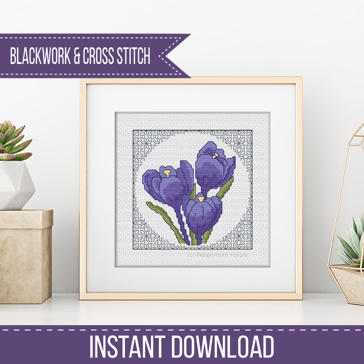 Centre Stage - Crocus Blackwork Pattern by Peppermint Purple