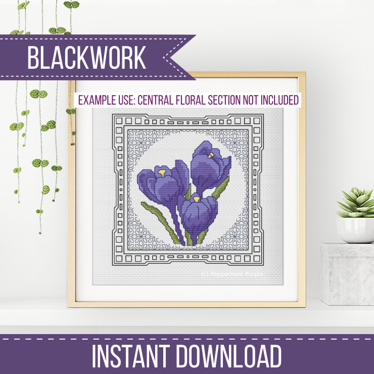 Centre Stage - Border 2 Blackwork Pattern by Peppermint Purple