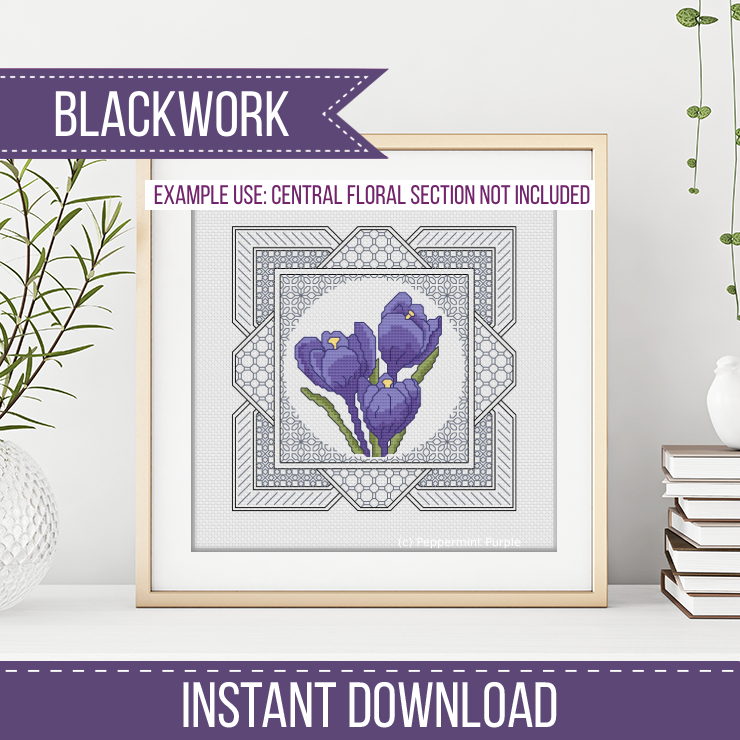 Centre Stage - Border 3 Blackwork Pattern by Peppermint Purple