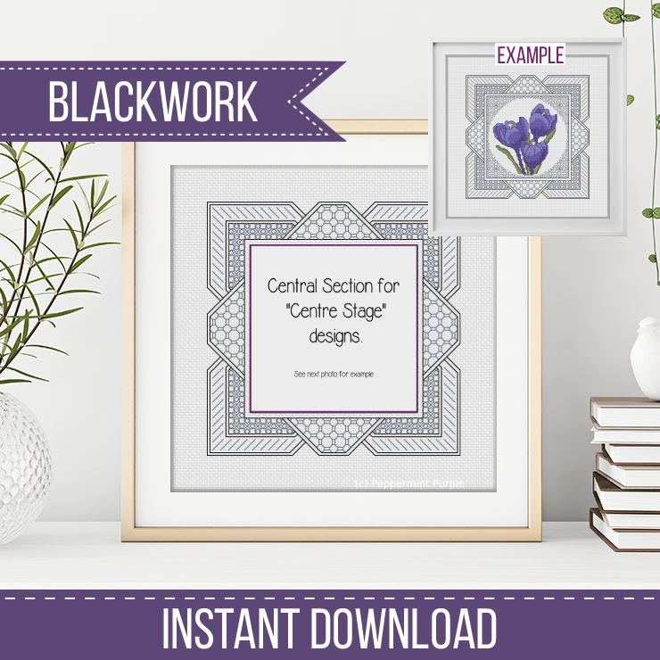 Centre Stage - Border 3 Blackwork Pattern by Peppermint Purple