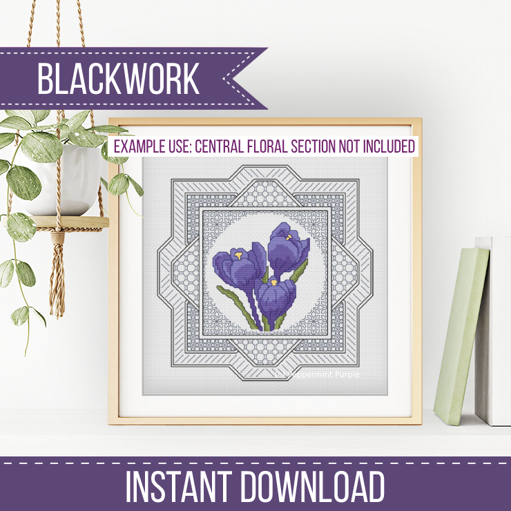 Centre Stage - Border 4 Blackwork Pattern by Peppermint Purple