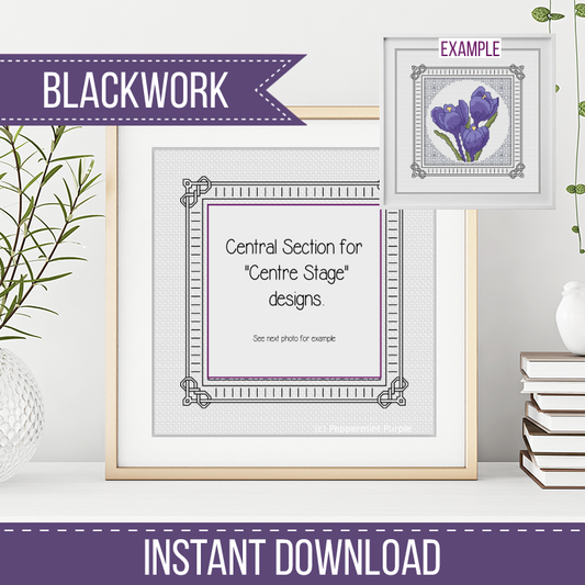 Centre Stage - Border 5 Blackwork Pattern by Peppermint Purple