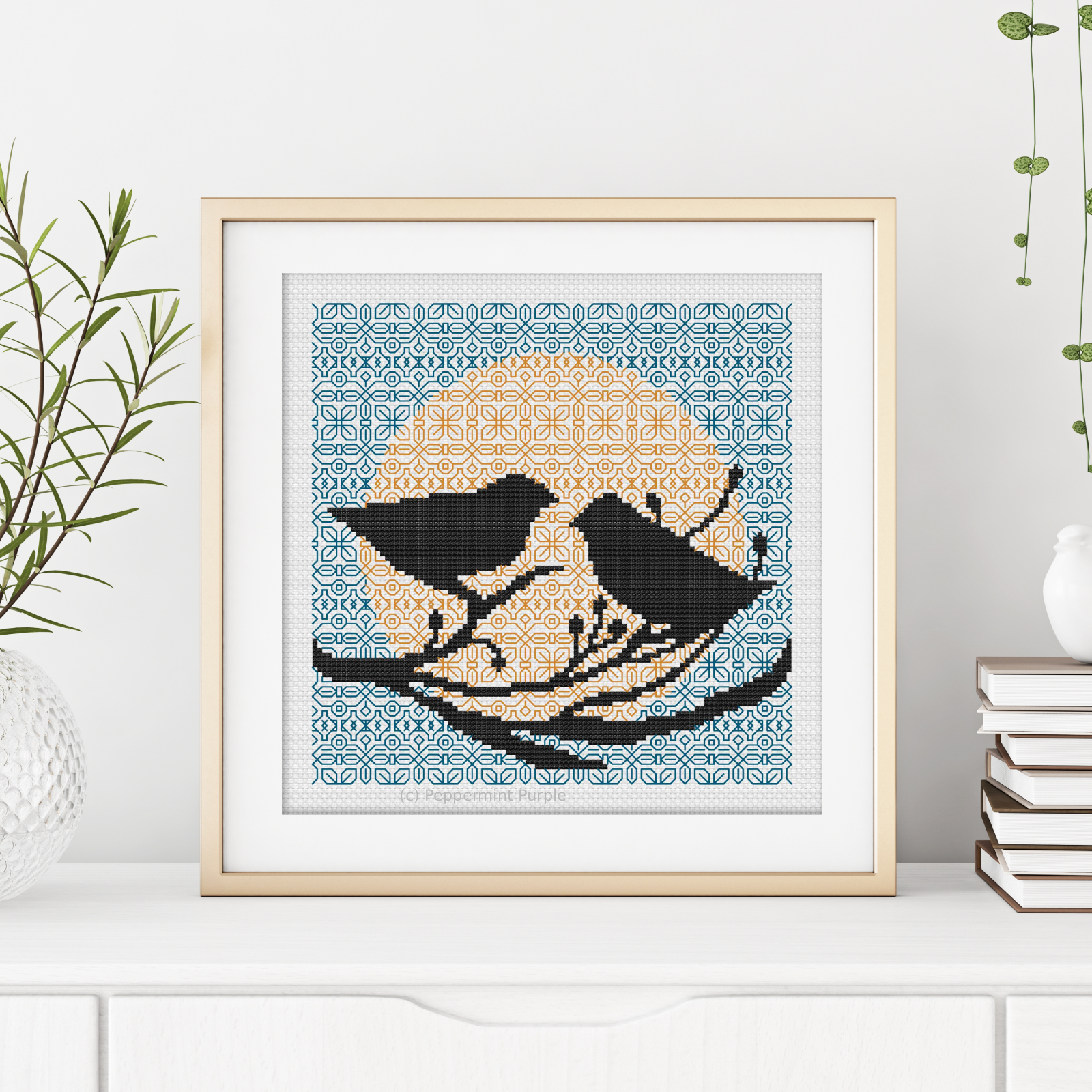 Birdsong Blackwork Pattern by Peppermint Purple