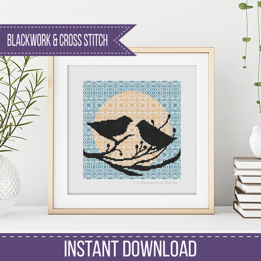 Birdsong Blackwork Pattern by Peppermint Purple