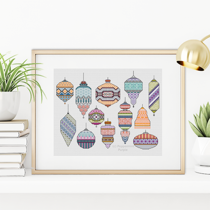 Baubles Galore - 2024 Blackwork Pattern by Peppermint Purple