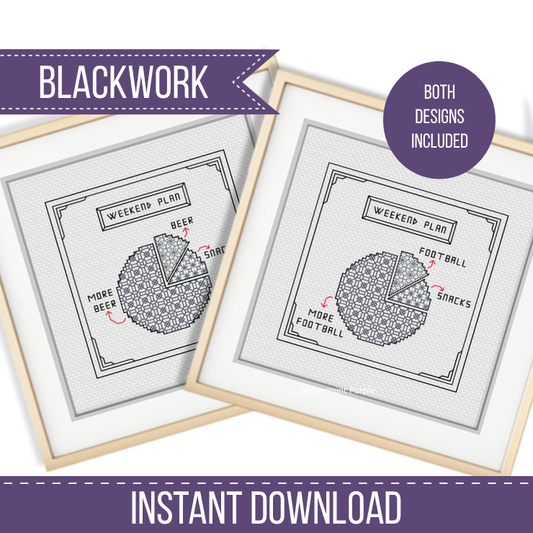 Centre Stage - Weekend Plan Blackwork Pattern by Peppermint Purple