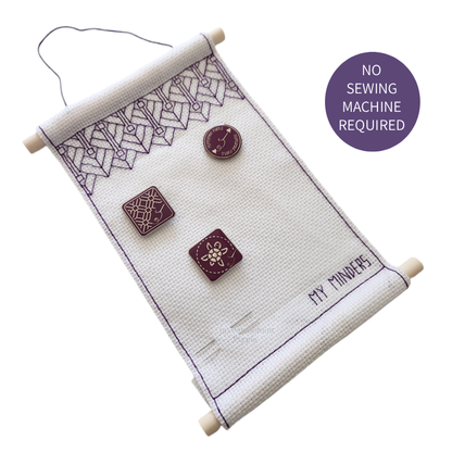 Needle Minder Wall Hanging Kit Blackwork Kit by Peppermint Purple