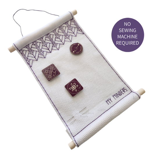 Needle Minder Wall Hanging Kit Blackwork Kit by Peppermint Purple