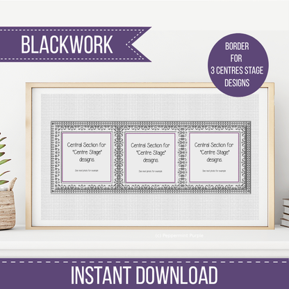 Centre Stage - Border 8 Blackwork Pattern by Peppermint Purple