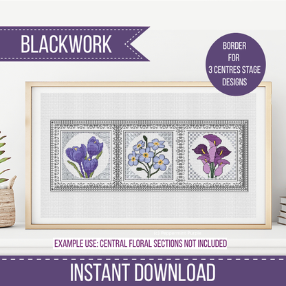 Centre Stage - Border 8 Blackwork Pattern by Peppermint Purple