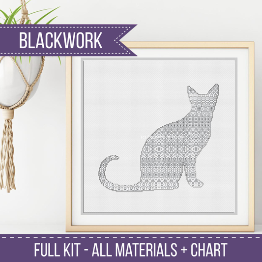 Cat Blackwork Kit Blackwork Kit by Peppermint Purple