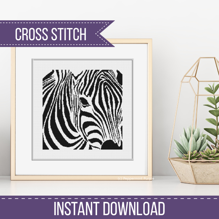 Zebra Chart Cross Stitch Pattern by Peppermint Purple